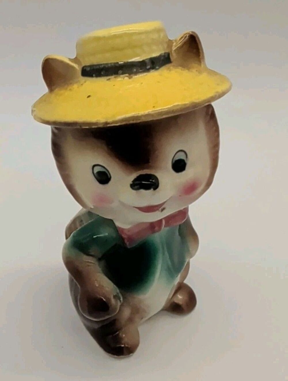 Vtg Anthropomorphic Squirrel Pepper Shaker Replacement Japan Yellow Hat Bowtie